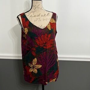 Tank top Blouse large Floral design vintage Batik look